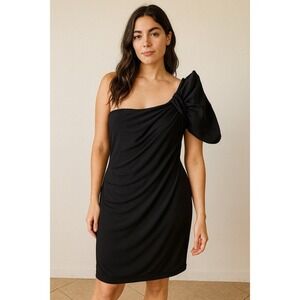 Calvin Klein Women Black Dress One Shoulder Ruffle Sleeveless Top 12 Cocktail